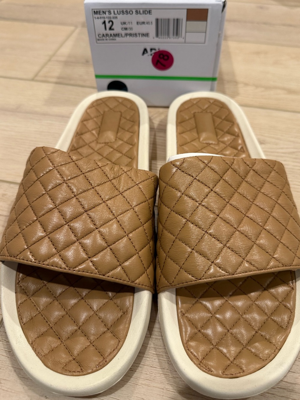 APL Men's Caramel Quilted Slide Sandals